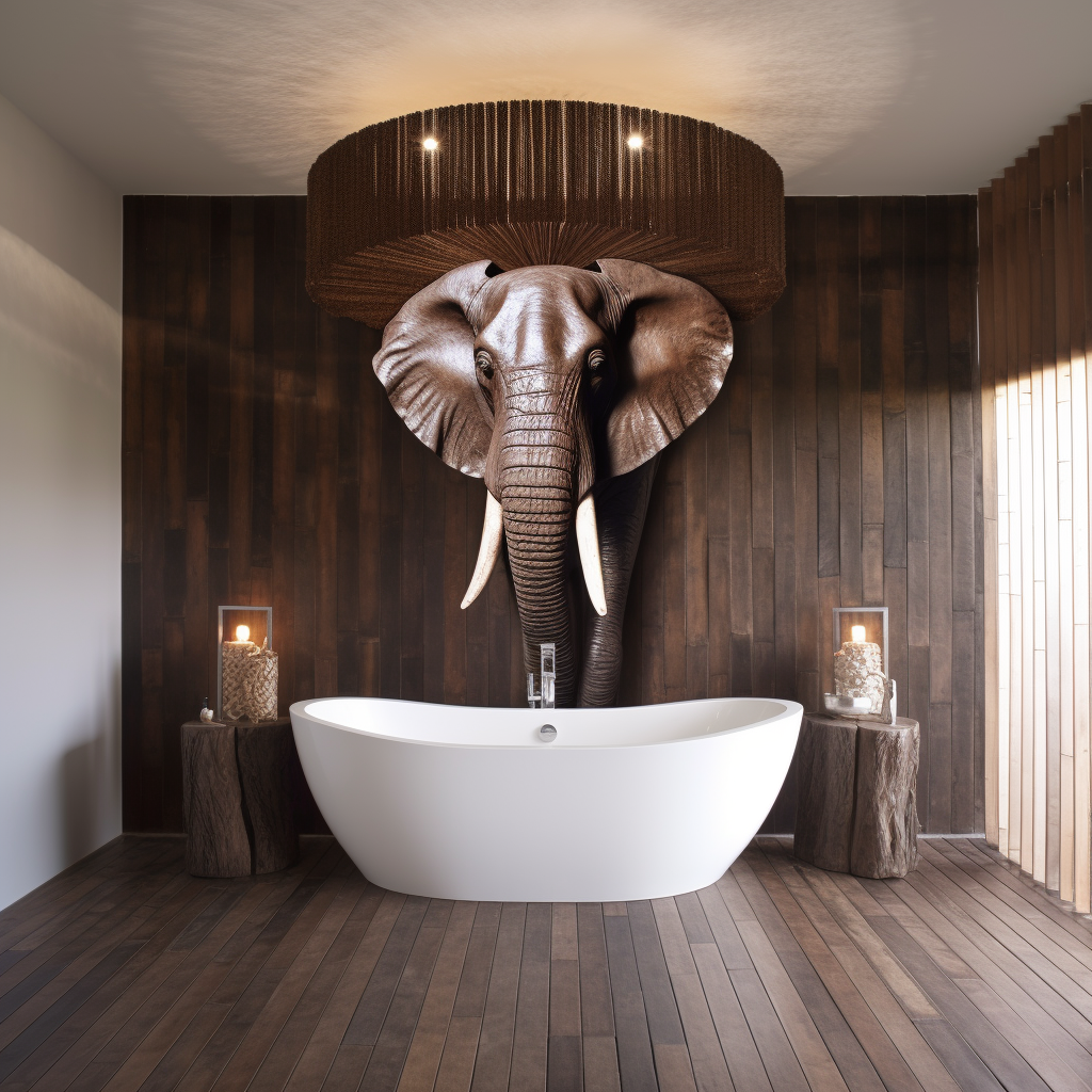 Digital Artwork - Large Elephant Bathroom Decor