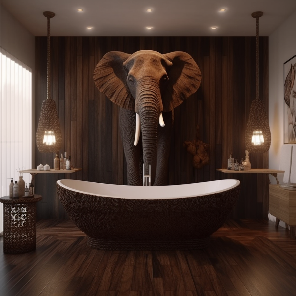Digital Artwork - Large Elephant Bathroom Decor