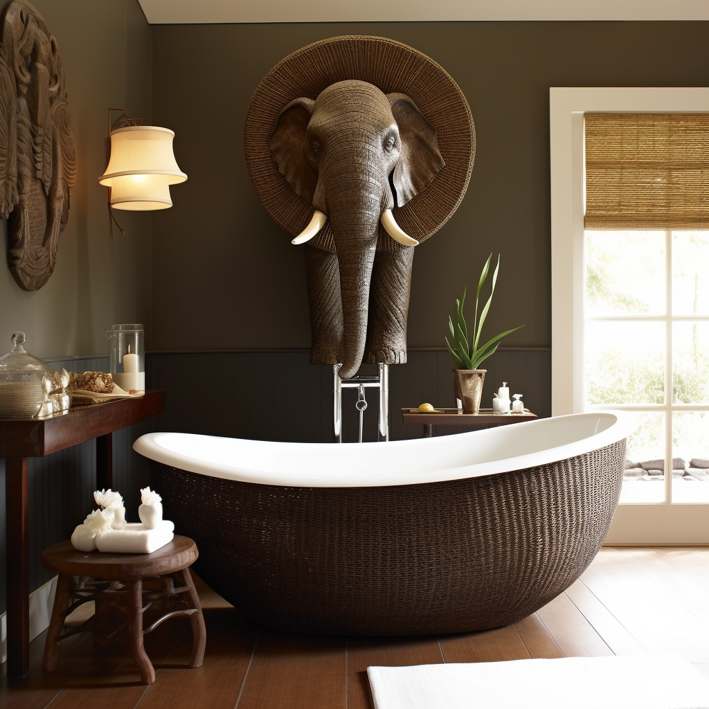 Digital Artwork - Large Elephant Bathroom Decor